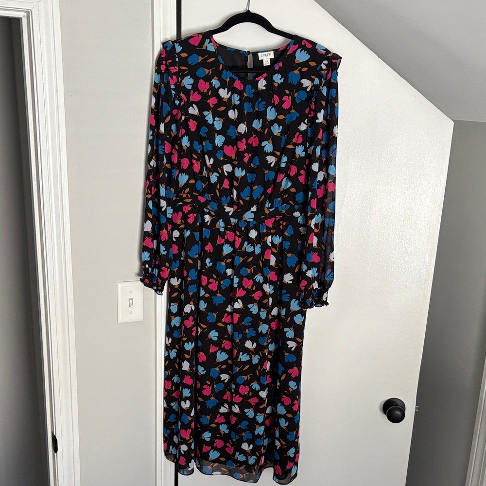 Jcrew Floral Long Sleeve Dress